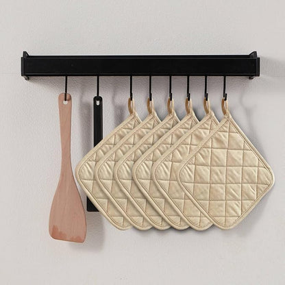 Kitchen Pot Holders Set Heat Resistant Pure Cotton Potholders Kit Trivets Large Coasters Hot Pads Terry Pot Holders for Everyday Cooking and Baking by 7 x 7 Inch Set of 6 Beige