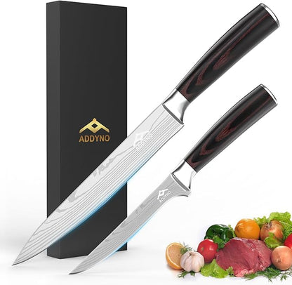8inch &4inch Stainless Steel Chef's Knives, Japanese High Carbon Steel Sharp Paring Knife with Ergonomic Handle