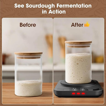Sourdough Starter Warmer with Temperature Display,Sourdough Warming Mats 100℉ Electric Heating 12 Hours Timing Function Sourdough Heating Mat Bread for Baking Supplies Kitchen Bakers (Black)