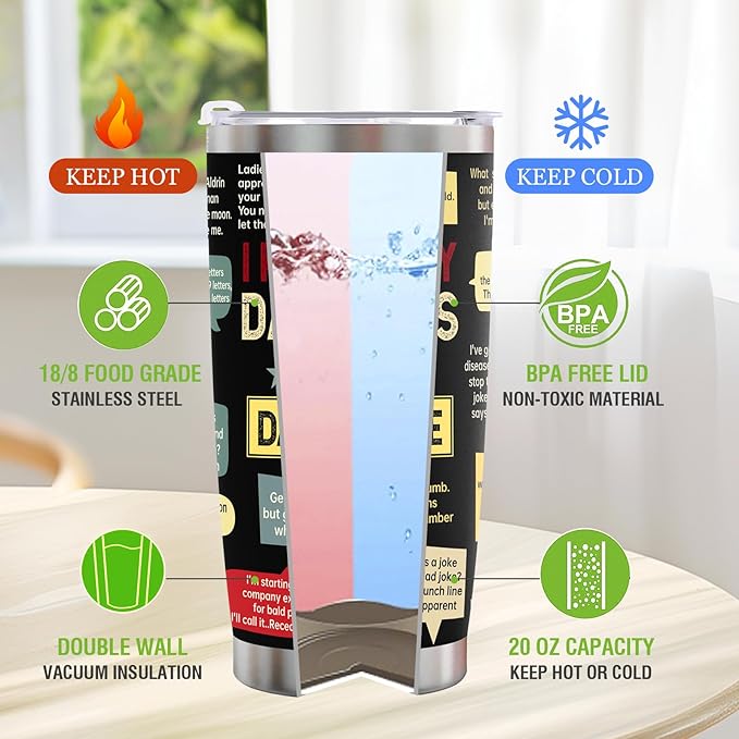 Fathers Day Dad Gift for Dad Husband from Daughter Son Wife,20Oz Stainless Steel Tumbler Birthday Gifts for Men Adults Husband Stepfather Present Decorations on Fathers Day Christmas Thankgiving