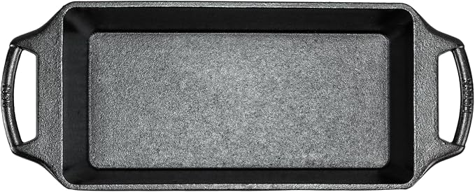 Lodge Seasoned Cast Iron Loaf Pan 10 Inches - Pre-Seasoned Rectangular Cast Iron Bakeware- Even Browning Bread Pan with Easy-Release Finish - PFAS-Free Non-Toxic Cookware