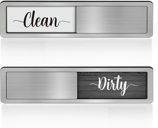 Dishwasher Magnet Clean Dirty Sign - Stainless Steel Dishwasher Magnetic Sign - Clean & Dirty Dishwasher Slider Easy to Indicator - Kitchen Gadgets