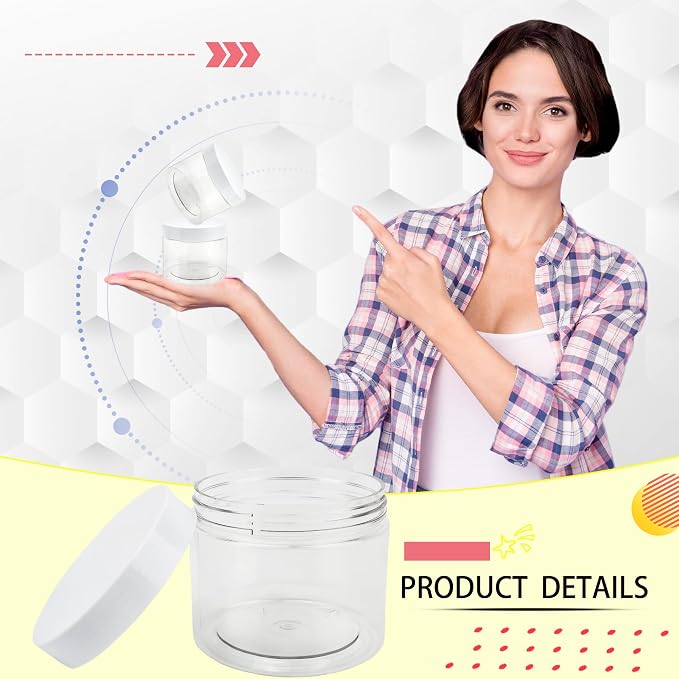 30 Pcs 10 oz Plastic Jars with Lids Clear Food Storage Containers Empty Cosmetics Containers Craft Storage Favor Jars for Kitchen Storage Spices Dry Food Body Butter Making