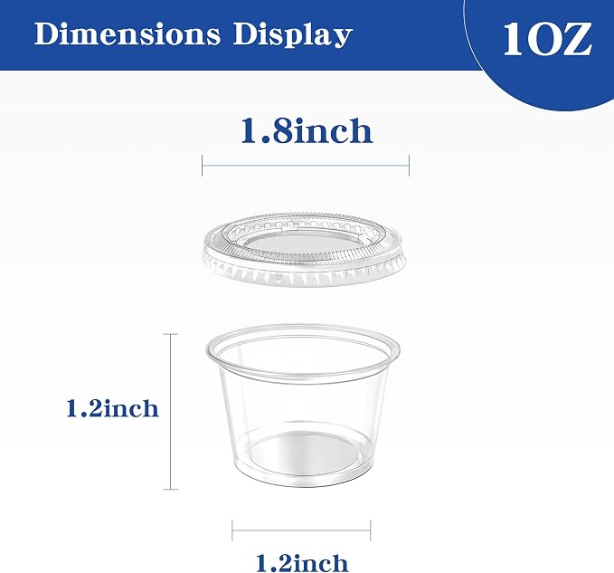 400 sets - 1 oz Containers with Lids, Jello Shot Cups with Lids, Bulk ＆ Clear Portion Cups, Disposable Small Plastic Containers for Salad Dressing, Condiments, Sauce, Snacks
