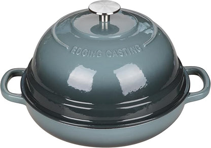 EDGING CASTING Enameled Cast Iron Dutch Oven Pot with Lid, Round Bread Oven for Homemade Sourdough Bread Baking, 6 Quart, Slateblue