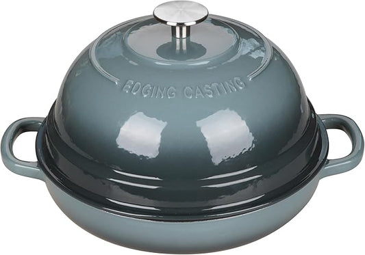 EDGING CASTING Enameled Cast Iron Dutch Oven Pot with Lid, Round Bread Oven for Homemade Sourdough Bread Baking, 6 Quart, Slateblue