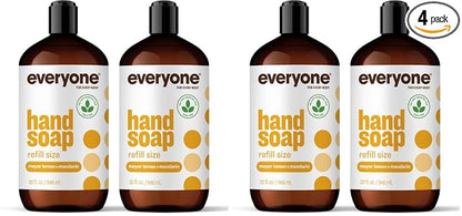 Everyone Liquid Hand Soap Refill,32 Ounce,Meyer Lemon and Mandarin,Plant-Based Cleanser with Pure Essential Oils,(Pack of 4)