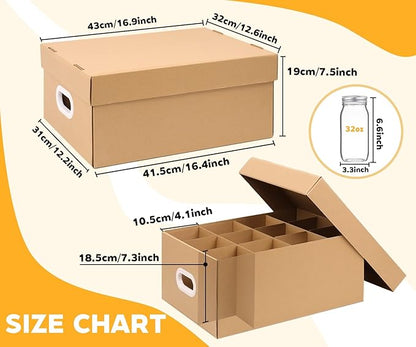 Canning Jar Storage Boxes Set of 5, 32 oz Mason Jar Storage Boxes with Dividers, Mason Jar Organizer with Handles