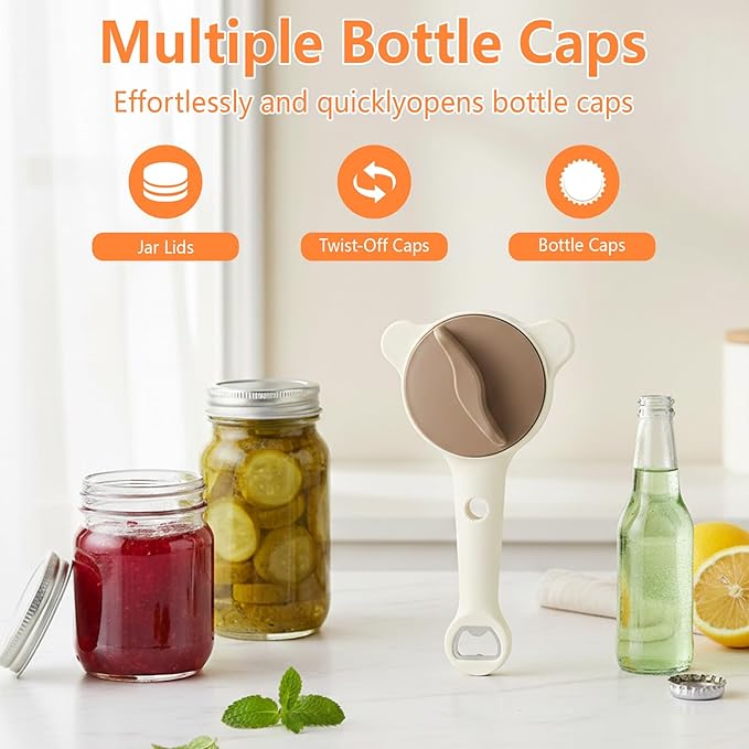2026 New 4-in-1 Jar Opener - Adjustable Stainless Steel Lid Remover for Seniors & Arthritis Sufferers, Fits Kitchen Jars, Bottles & Cans