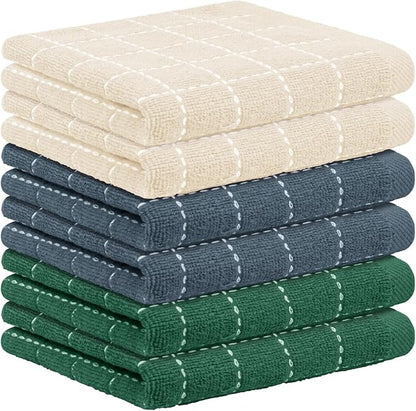 Nialnant 6 Pack Terry Kitchen Towels, Dish Cloths for Washing Dishes, 100% Cotton Reusable Cleaning Rag,Ultra Soft Absorbent, Quick Drying Dish Towels for Kitchen,12x12 Inches