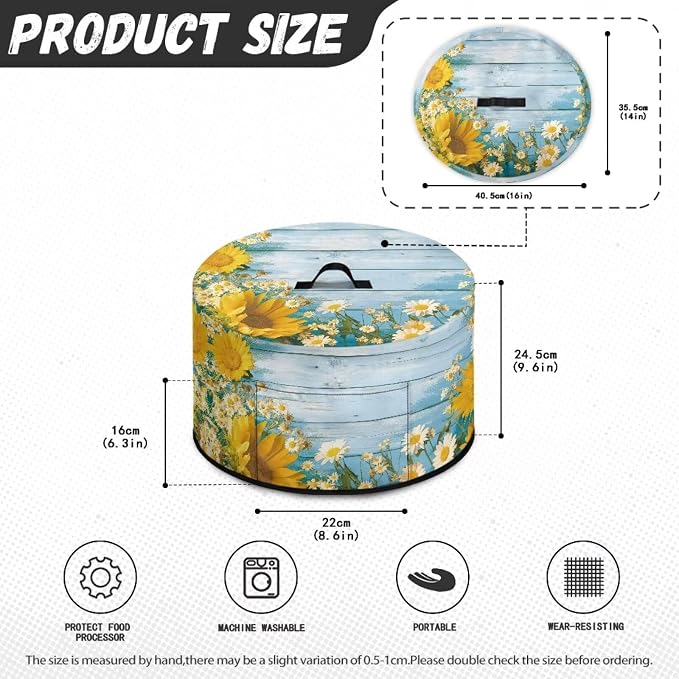 Daisy Sunflower Slow Cooker Cover Protection Crock for Pot Dust Cover Fits for Most 6-8 Quart Slow Cooker Dustproof Small Appliance Accessories