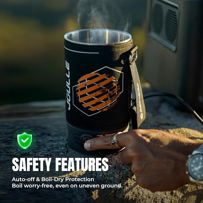 Stoke Voltaics Electric Kettle, 120V Portable Water Boiler for Coffee & Tea, 304 Stainless Steel Mini Tea Kettle, 500W Fast Boiling Water with Auto Shut-Off, Camping & Travel Essentials