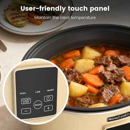 HOMECOOKIN Slow Cooker, Extra Large 10 Quart Programmable Slow Cookers, Dishwasher Safe Glass Lid & Crock, Kitchen Appliance for Families and Gatherings, Oatmeal