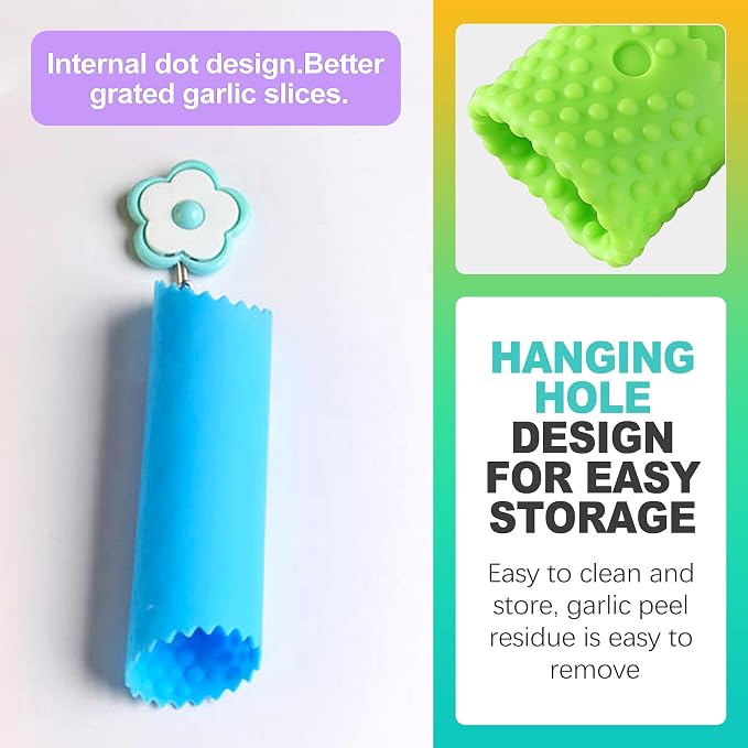 3 Pcs Silicone Garlic Peeler Tube Roller, Food-Grade & Effortless Skin Remover, Quick Kitchen Gadget for Fresh Cloves, Keeps Hands Odor-Free, Easy to Clean - Assorted Colors