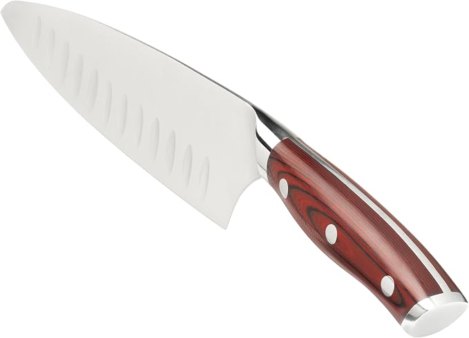 Ergo Chef Crimson Series 6 Piece Set 8-In Chef knife, 8-In Off-Set Bread Knife, 3.5-In Paring Knife, 3 Knife Covers/Edge Guards - Forged German Stainless Steel - Durable G10 Handless