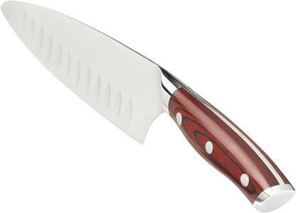 Ergo Chef Crimson Series 6 Piece Set 8-In Chef knife, 8-In Off-Set Bread Knife, 3.5-In Paring Knife, 3 Knife Covers/Edge Guards - Forged German Stainless Steel - Durable G10 Handless