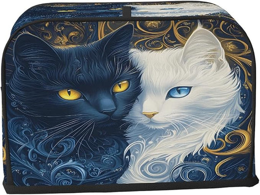 Ethnic Car Blue White Toaster Cover 4 Slice Wide Slot Washable Kitchen Appliance Covers Fingerprint Bread Machine Dust Cover Small Toaster Oven Accessories Covers Bread Maker Bag Women Gift