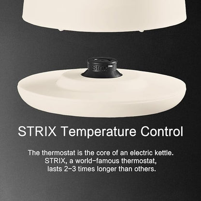 1.5L Electric Kettle Stainless Steel, Double Wall Cool Touch Teapot, Fast Boil,5 Temperature Control, LED Display, Auto Shut-Off,Keep Warm Function,Cream White