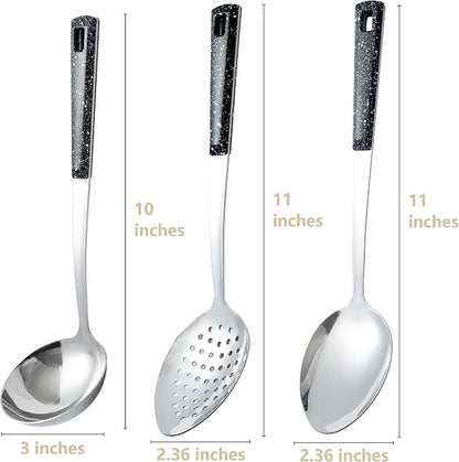 Stainless Steel Serving Spoons Set with Slotted Spoon, Serving Spoon and Perforated Spoons, soup ladle,kitchen cooking utensils set