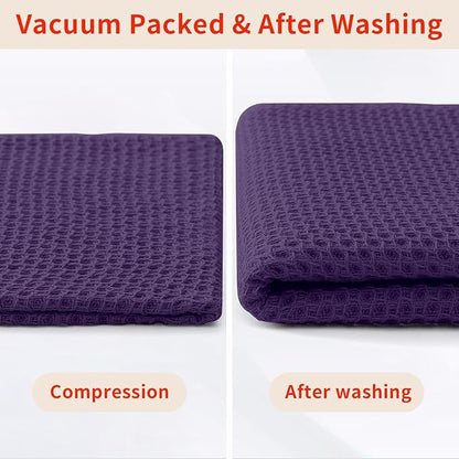 Homaxy 100% Cotton Waffle Weave Kitchen Dish Towels, Ultra Soft Absorbent Quick Drying Cleaning Towel, 13 x 28 Inches, 24-Pack, Eggplant
