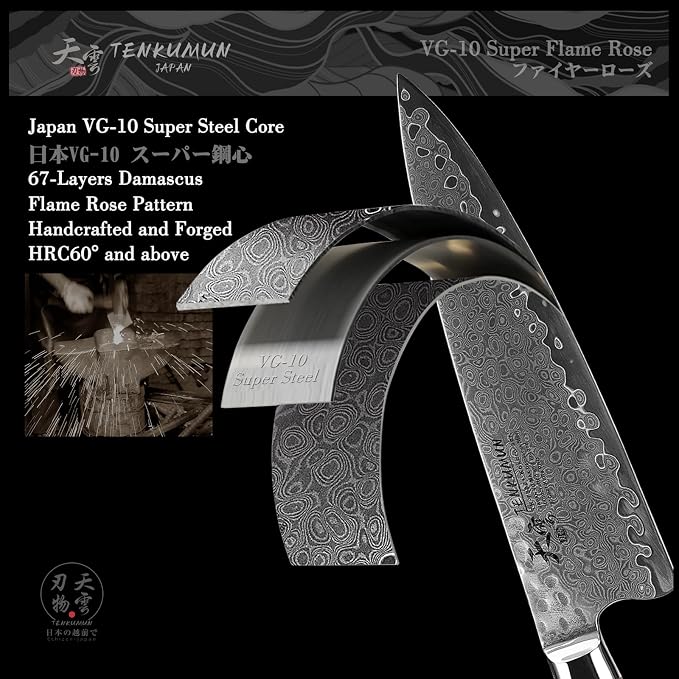 Japanese Gyutou Pro. Handcrafted 8 inch Chef Knife Handmade Forged Knife Japan VG-10 MAX Damascus Steel -Kokoro ser. with Wood Handle