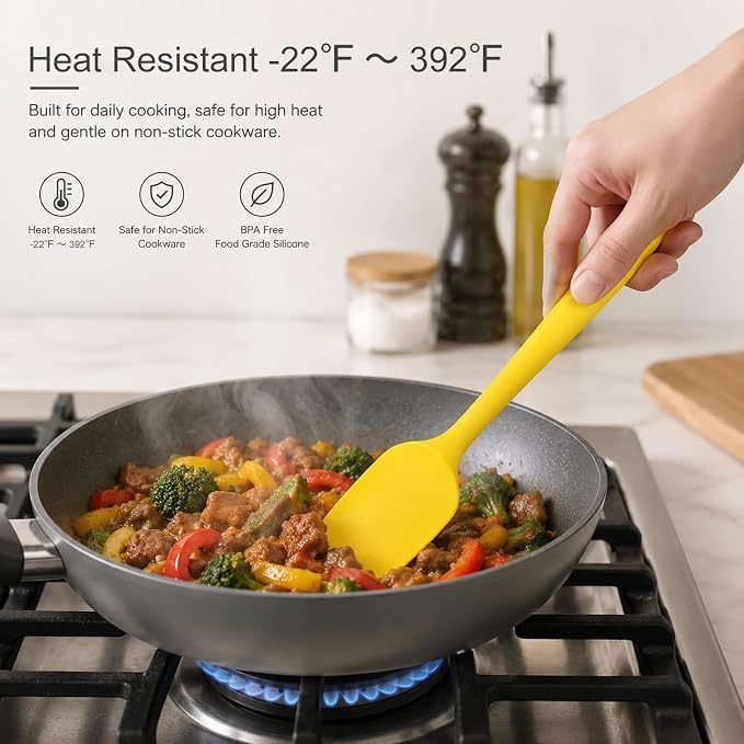 6-Piece Premium Silicone Spatula Set - Heat Resistant, Dishwasher Safe Turner, Nonstick Silicone Spatulas for Kitchen Use, Cooking