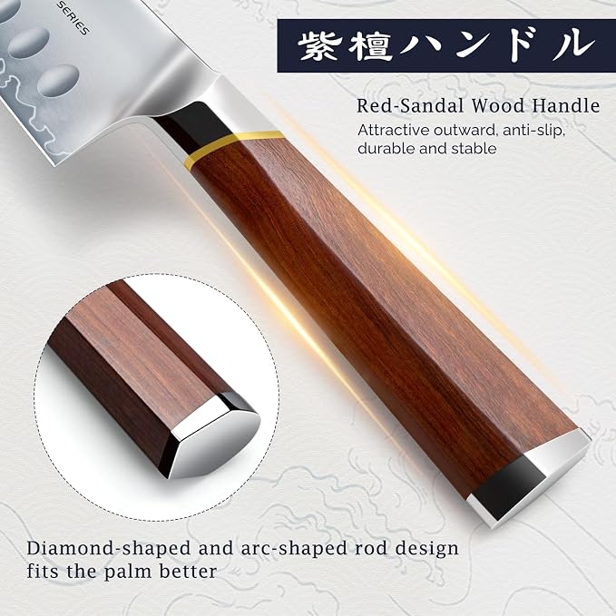 HOSHANHO 3 Pieces Knife Set, Ultra-Sharp Japanese Super Steel Kithen Knives Set, Professional Chef Knife Set with Ergonomic Wooden Handle & Gift Box