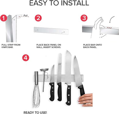 Modern Innovations 12 Inch Stainless Steel Magnetic Knife Bar with Multipurpose Use as Knife Holder, Knife Rack, Knife Strip, Kitchen Utensil Holder, Tool Holder, Art Supply Organizer, Home Organizer
