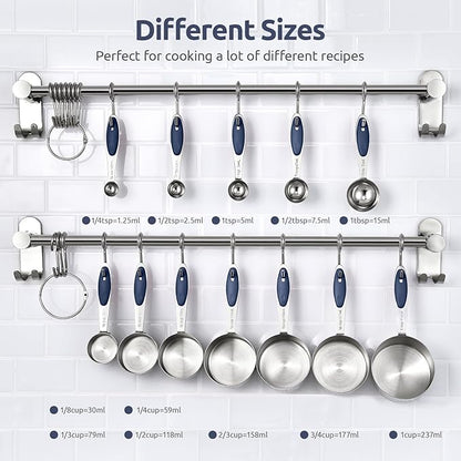 U-Taste Measuring Cups and Spoons: Food Grade 18/8 Stainless Steel 12 Pieces Metal Stacking Kitchen Baking Cooking Measure Set with Strengthened Weld Joints (Midnight Blue, Upgraded Version)