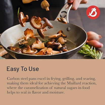 de Buyer MINERAL B Pro Carbon Steel Fry Pan - 9.5” Diameter, 6.9” Cooking Surface - Ideal for Searing, Sauteing & Reheating - Naturally Non-Stick Finish - Made in France