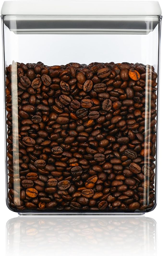 Food Airtight Containers storage with Lids 3 Pack (1800ml + 1200ml + 500ml) One Button Open/POP UP/Kitchen Storage Organization for Coffee Tea Brown Sugar Cereals