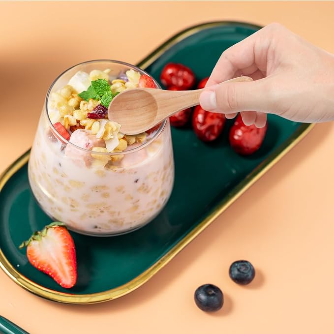 8pcs Handmade Small Wooden Spoons, 3.93x1.18 Inch Wooden Color Mini Condiment Spoons Tiny Spoons Wooden Serving Utensils Teaspoon for Eating Honey Spices Sauces Sugar Salt