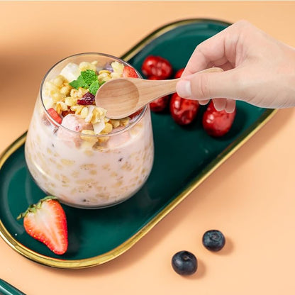 8pcs Handmade Small Wooden Spoons, 3.93x1.18 Inch Wooden Color Mini Condiment Spoons Tiny Spoons Wooden Serving Utensils Teaspoon for Eating Honey Spices Sauces Sugar Salt