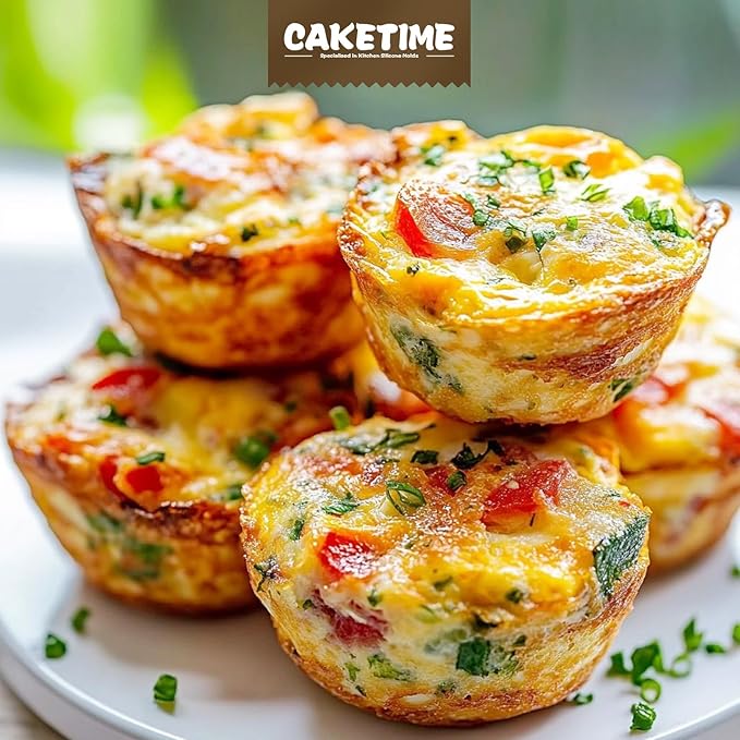 CAKETIME Silicone Muffin Pan, 2 Packs, Includes Jumbo 6 Cups and Regular 12 Cups for Baking Muffins, Cupcakes, Egg Bites, and Frittatas