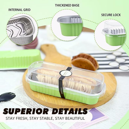 24 Pack Mini Loaf Pans, 7.5oz Mini Cake Pan & Mini Cupcake Pan Set – Disposable Aluminum Baking Pans with Lids, Spoons & Stickers, Premium Sturdy Gift Set for Cakes, Cupcakes, Desserts & Party Treats
