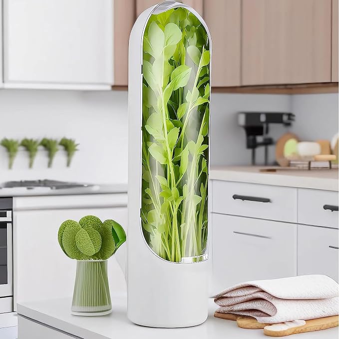 Herb Saver for Refrigerator, Herb Saver Pod Cilantro Containers for Refrigerator, Fresh Herb Keeper for Cilantro, Parsley, Asparagus, Mint, Keeps Vegetables for 2-3 Weeks (3PCS)