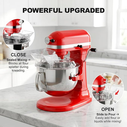 GVODE Pouring Shield for KitchenAid Mixer & Splash Guard Attachment - Universal Fits 5.5-8QT Bowl-Lift Stand Mixers, Compatible with Professional 600/650/6500 Design Series, Only Stainless Steel Bowl