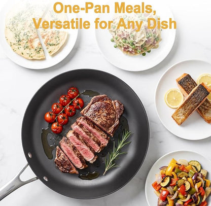 10.25" Lightweight Cast Iron Skillet – Smooth Polished Frying Pan with Rust-Resistant Nitrided Finish for Searing, Frying & Sautéing
