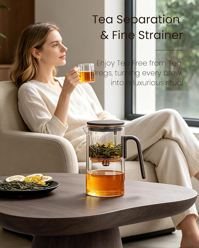 ZENS Enchanted Teapot, Magnetic Glass Tea Infuser Pot for Loose Leaf Tea Steeper, Magic Tea Maker, Mess-Free Loose Tea Diffusers for Tea Lovers Ideal Gifts, 28oz (830 ml)