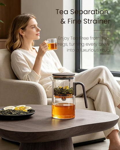 ZENS Enchanted Teapot, Magnetic Glass Tea Infuser Pot for Loose Leaf Tea Steeper, Magic Tea Maker, Mess-Free Loose Tea Diffusers for Tea Lovers Ideal Gifts, 28oz (830 ml)