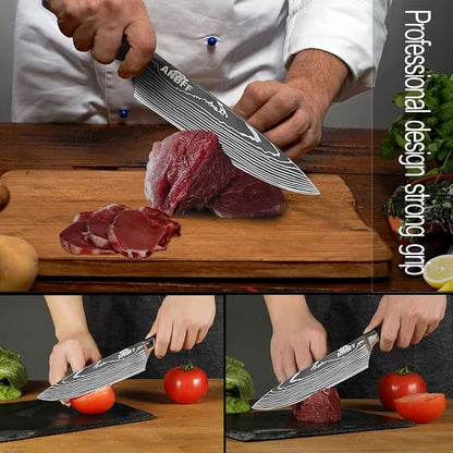 Chef Knife, 8 inch Professional Chef's Knives, Ultra Sharp Japanese Kitchen Knife, Forged High Carbon Stainless Steel Cooking knives with Ergonomic Handle and Gift Box