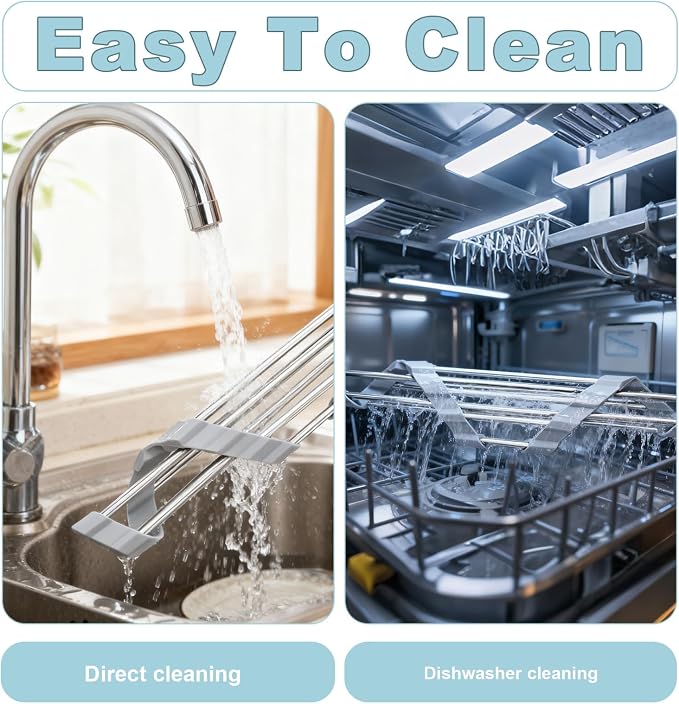 Triangle Dish Drying Rack, Corner Sink Caddy, Over The Sink Corner Drainer with Sponge Holder | Foldable, Non-Slip Stainless Steel for Kitchen Sink | Space Saving Design
