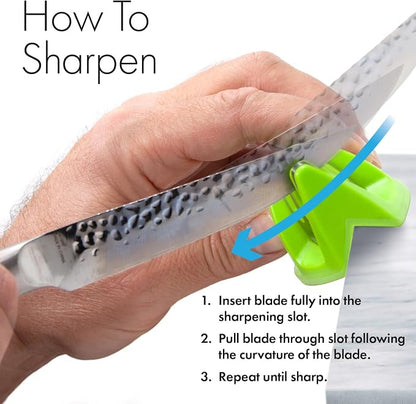 KitchenIQ 51422 | Edge Grip 2-Stage Knife Sharpener | Green – 3 Pack | Coarse & Fine Sharpener | Compact for Easy Storage | Stable Non-Slip Base | Soft Grip Rubber Handle | Straight & Serrated Knives