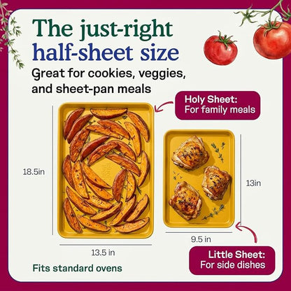 Great Jones Holy Sheet Pan (Mustard) | Nonstick, Half-Sheet Pan | Aluminized Steel, 18.5" x 13.5" | For Baking, Roasting, & Broiling | Premium Bakeware with Even Heat Distribution | Dishwasher-Safe