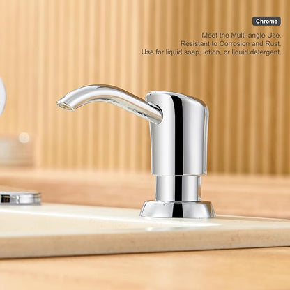 GAGALIFE Built in Counter Soap Dispenser for Kitchen Sink and Soap Dispenser Extension Tube, Anti-Leakage Upgrade with 40" Soap Tube No More Top Refill (Chrome)