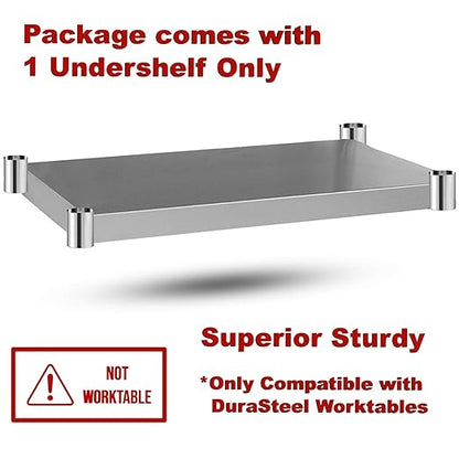 DuraSteel Galvanized Under Shelf for Work Tables - Extra Adjustable Lower Shelf for 24" x 12" Stainless Steel and Wooden Worktables - Fits for use in Restaurant, Warehouse, Home, Kitchen, Garage