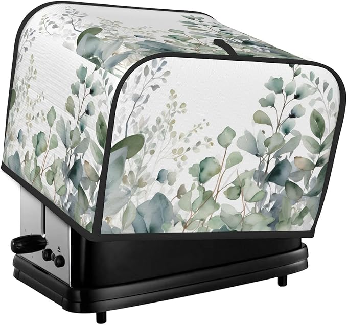 Botanical Leaves 4 Slice Toaster Cover Wide Slot Dustproof Bread Maker Cover Fingerprint Bakeware Protection Kitchen Appliance Toaster Bag
