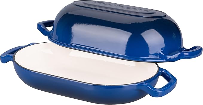 VORRINGARD Enameled Cast Iron Sourdough Bread Oven, Dutch Oven, Loaf Cast Iron Bread Pan for Homemade Bread Baking, Meatloaf Pan with Lid, 5QT, Blue