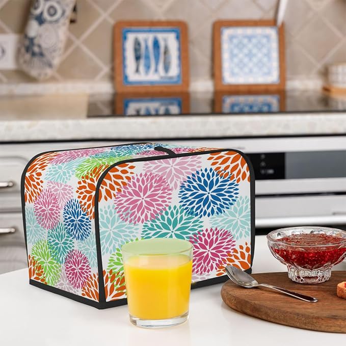 Toaster Cover 2 Slice Wide Slot Abstract FlowerBread Toaster Oven Dustproof Cover Small Appliance Kitchen Covers Dust and Fingerprint Protection for Women Gift 2 Slice