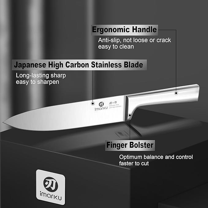imarku Knife Set - Kitchen Knife Set 15 Pieces Japanese Stainless Steel Knife Block Set with Sharpener - Dishwasher Safe Kitchen's Knives - Ultra Sharp Chef Knife Set for Kitchen